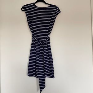 Petite striped midi dress